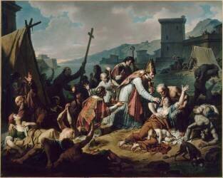 Le Dévouement de Monseigneur de Belzunce durant la peste de Marseille en 1720 (Nicolas André Monsiau) - Muzeo.com