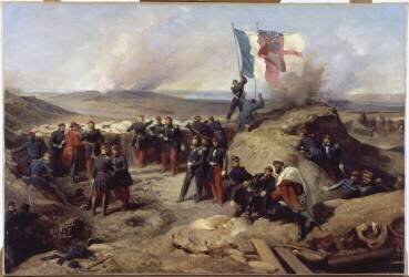 Le général Pélissier et son état-major à Sébastopol, 1855 (Henri Félix Emmanuel...) - Muzeo.com