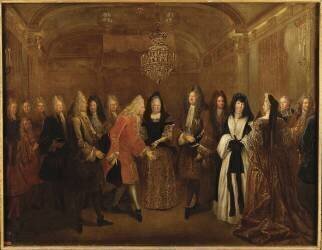 Louis XIV reçoit à Fontainebleau le Prince électeur de Saxe Frédéric Auguste, le 27 septembre 1714 (Louis Silvestre) - Muzeo.com