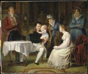 Marie-Louise portant le roi de Rome à Napoléon Ier pendant le repas de l'Empereur (Alexandre Menjaud) - Muzeo.com