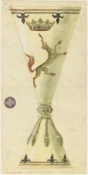 Modèle de verre à pied orné de larmes et à décor de loup rampant sous une couronne ducale (Emile Gallé) - Muzeo.com