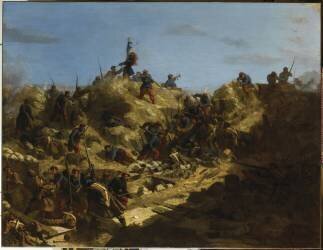 Mort du colonel Raguet de Brancion lors du siège de Sébastopol, le 7 juin 1855 (Alexandre Protais) - Muzeo.com