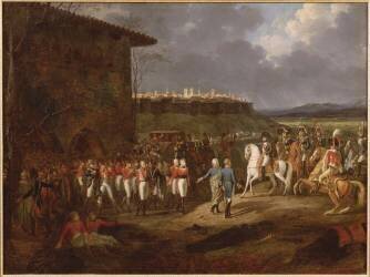 Napoléon Ier se faisant présenter à Astorga des prisonniers anglais (Hippolyte Lecomte) - Muzeo.com