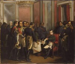 Napoléon Ier signant son abdication au château de Fontainebleau le 4 avril 1814 (Gaetano Ferri) - Muzeo.com