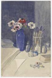 Nature morte avec quelques livres et des tubes de couleurs (Théophile Alexandre Steinlen) - Muzeo.com