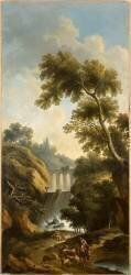 Paysage - Cascade et aqueduc entre les rochers (Crépin) - Muzeo.com
