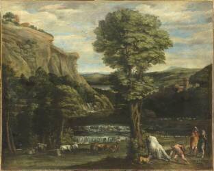 Paysage avec Hercule combattant Acheloüs changé en taureau (Le Dominiquin) - Muzeo.com