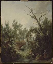 Paysanne lavant près d'un pont (Jean-Baptiste Huet) - Muzeo.com