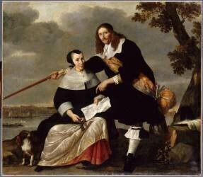 Portrait de Hendryck Heuck et de sa femme Catharina Brouwers (Nicolaes van Helt) - Muzeo.com