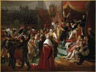 Première distribution des croix de la Légion d'Honneur en l'église des Invalides le 14 juillet 1804 (Jean-Baptiste Debret) - Muzeo.com
