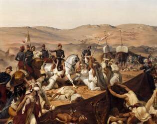 Prise de la Smala d'Abd-el-Kader par le duc d'Aumale à Taguin, le 16 mai 1843 (Horace Vernet) - Muzeo.com