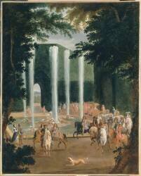 Promenade du Grand Dauphin et de Louis XIV dans les jardins de Versailles (anonyme) - Muzeo.com
