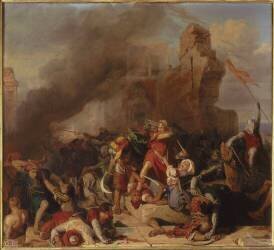 Reprise du château de Jaffa occupé par Saladin par le roi d'Angleterre Richard Coeur de Lion (Edouard Henri Girardet) - Muzeo.com