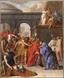 Saint Jacques le Majeur, conduit au supplice, guérit un paralytique et embrasse son accusateur (Noël-Nicolas Coypel) - Muzeo.com