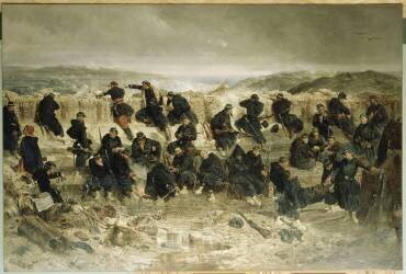 Siège de Sébastopol, chasseurs à pied de la Garde impériale à la tranchée du Mamelon-Vert (Alphonse de Neuville) - Muzeo.com