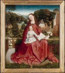 Triptyque de la Vierge à l'Enfant entourée d'anges (Maître au Feuillage en...) - Muzeo.com
