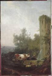 Troupeau près d'une fontaine, dit Paysage à la fontaine (Francesco Casanova) - Muzeo.com