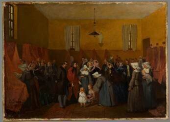 Visite de Napoléon III et l'Impératrice à la crèche de soeur Rosalie (Edouard Sain) - Muzeo.com