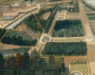 Vue cavalière du château, jardins bas et de la ville de Saint-Cloud (détail) (Etienne Allegrain) - Muzeo.com