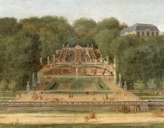 Vue de la Grande Cascade, des parterres et du château de Saint-Cloud (Adam Frans van der Meulen) - Muzeo.com