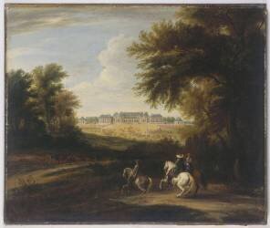 Vue du château de Versailles prise du côté de l'entrée en 1664 (Adam Frans van der Meulen) - Muzeo.com
