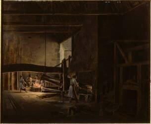 Vue intérieure d'une forge, près de Châtillon-sur-Seine (Etienne Bouhot) - Muzeo.com