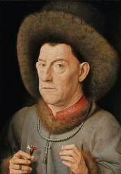Portrait d'un Homme à l'œillet et de l'Ordre de Saint Antoine (Jan van Eyck) - Muzeo.com