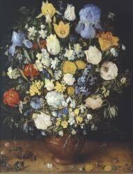 Bouquet de fleurs dans un vase en céramique (Jan Brueghel l'Ancien) - Muzeo.com