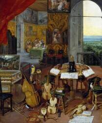 Détail de l'ouïe représentant des instruments de musique (Jan Brueghel l'Ancien) - Muzeo.com