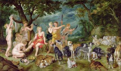 Diana et ses nymphes se préparent à partir à la chasse (Jan Brueghel l'Ancien) - Muzeo.com