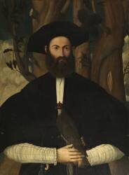 Homme barbu avec un faucon (Lazzaro Bastiani) - Muzeo.com