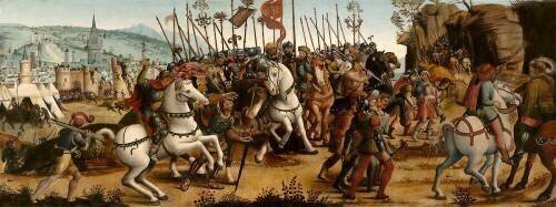 La prise d'Athènes par Minos, roi de Crète (Maître des Cassoni Campana) - Muzeo.com