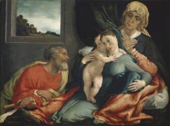 La Sainte Famille avec les saints Anne et Joachim (Lorenzo Lotto) - Muzeo.com