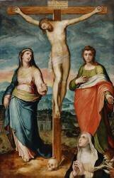 Le Christ en croix avec les saints Marie (Marco Pino) - Muzeo.com