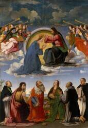 Le Couronnement de la Vierge avec six saints (Ridolfo del Ghirlandaio) - Muzeo.com