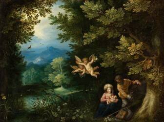 Le repos de la fuite en Égypte (Jan Brueghel l'Ancien) - Muzeo.com