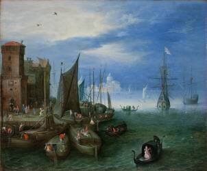 Scène portuaire à Venise (Jan Brueghel l'Ancien) - Muzeo.com