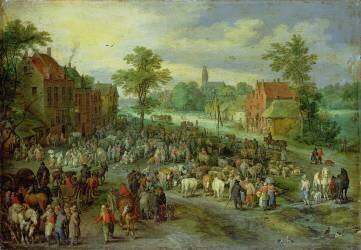 Un marché de village (Jan Brueghel l'Ancien) - Muzeo.com