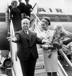 Director Alfred Hitchcock With Actress Tippi Hedren Arriving in Nice Cote D'Azur Airport For Cannes Film Festival To Show The Film The Birds May 10 (Rue des Archives) - Muzeo.com