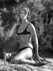 Anny Duperey sur la plage à Saint-Tropez (Rue des Archives) - Muzeo.com