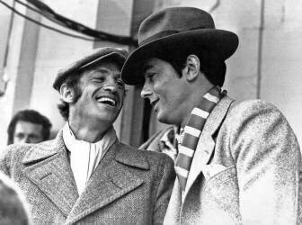 Jean-Paul Belmondo et Alain Delon sur le tournage du film 