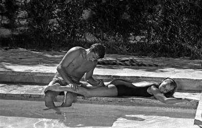 Romy Schneider et Alain Delon sur le plateau du film 