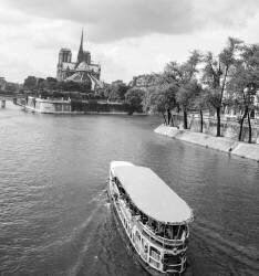 Un « bateau mouche » sur la Seine à Paris, 1950 (Rue des Archives) - Muzeo.com