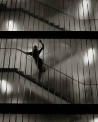 Femme sensuelle debout sur un escalier (Oscar Falk) - Muzeo.com