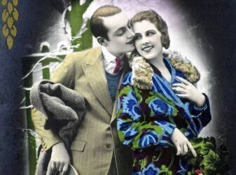 Jeune homme embrassant une jeune femme - carte postale (anonyme) - Muzeo.com