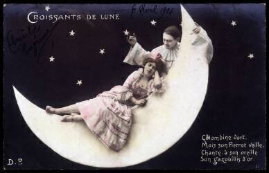 Pierrot et Colombine sur la lune - Carte postale (anonyme) - Muzeo.com
