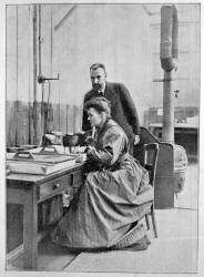 Pierre et Marie Curie dans leur laboratoire (anonyme) - Muzeo.com