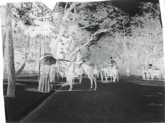 Amazone à l'arrêt et fiacre au Bois de Boulogne (Henri Lemoine) - Muzeo.com