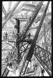 La Tour Eiffel : vue d'ensemble d'une des grues de montage n°2 (anonyme) - Muzeo.com
