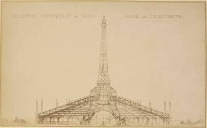 Photographie du projet dessiné du Palais de l'électricité pour l'Exposition universelle de 1900 (anonyme) - Muzeo.com